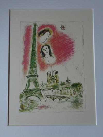 Marc CHAGALL (d’après) lithographie le reve de Paris 2