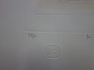 Gérard BANCAL : Villa au bord du lac, Gravure originale signée 2