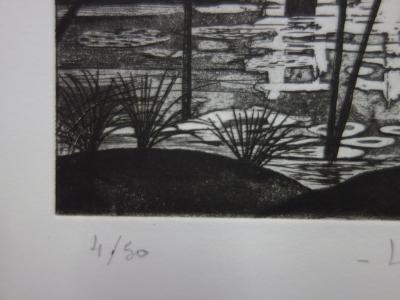 Simone VRAIN : Lune d’automne, Gravure originale signée 2