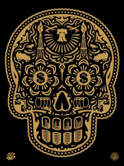 Obey Giant - Poder y gloria, Calavera del Día de los Muertos (Oro)