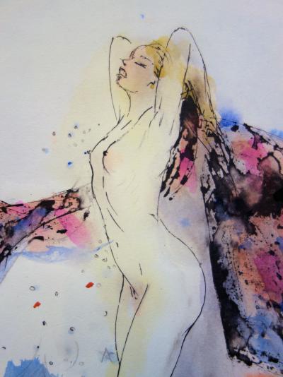 Amandine Doré : Vénus émergeant des eaux - Aquarelle originale signée 2