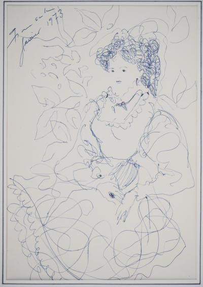 Emilio GRAU SALA : Portrait de jeune-fille - Dessin original signé 2