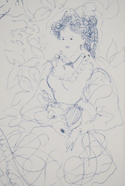 Emilio GRAU SALA : Portrait de jeune-fille - Dessin original signé 2
