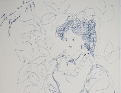 Emilio GRAU SALA : Portrait de jeune-fille - Dessin original signé 2