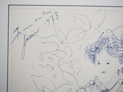 Emilio GRAU SALA : Portrait de jeune-fille - Dessin original signé 2