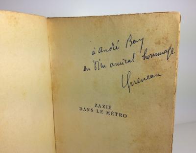 Raymond Queneau. Zazie dans le métro. Gallimard, 1959. Dédicacé. 2