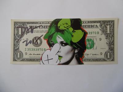Death NYC, Billet de 1 dollar, Death Kate Moss , pièce unique signée et datée à la main par  par l’artiste 2