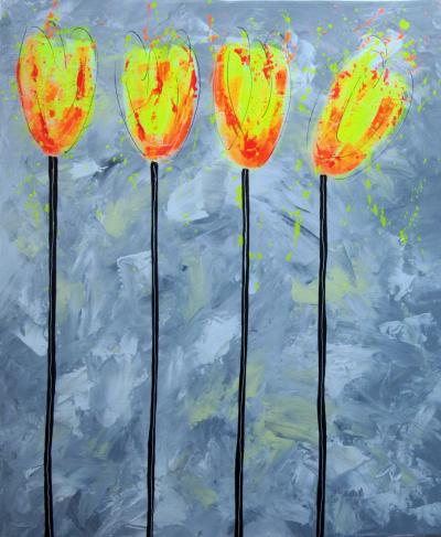 HAYVON - Tulipes Jaunes - Acrylique sur toile 2
