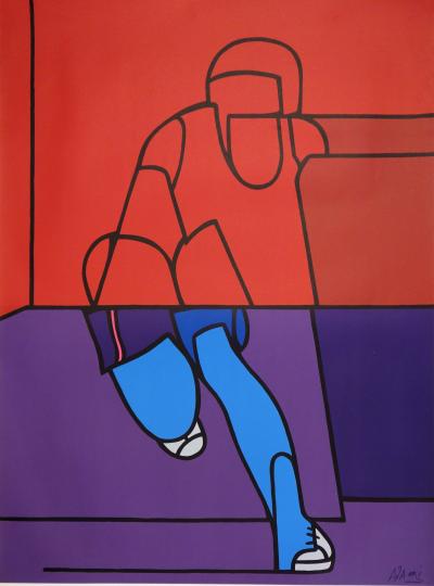 Valerio ADAMI : Le coureur - Lithographie signée 1972