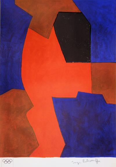 Serge Poliakoff : Composition Rouge et Noir - Lithographie signée 1972 2