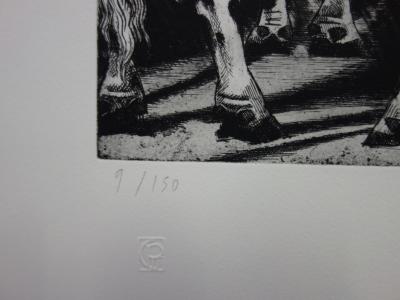 Agathe MAY : Les vaches - Gravure originale signée 2