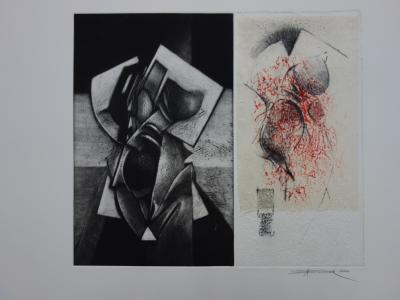 Michel RONCEREL - Figure aveugle, Gravure originale signée 2