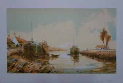 Aimé Daniel STEINLEN - Le port tranquille, Lithographie originale signée 2