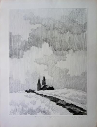 Jean FEUGEREUX - D’ici vers vous, ô reine, il n’est plus que la route, Gravure originale signée 2