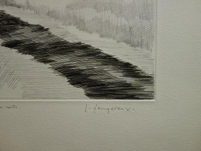 Jean FEUGEREUX - D’ici vers vous, ô reine, il n’est plus que la route, Gravure originale signée 2