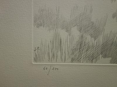 Jean FEUGEREUX - D’ici vers vous, ô reine, il n’est plus que la route, Gravure originale signée 2