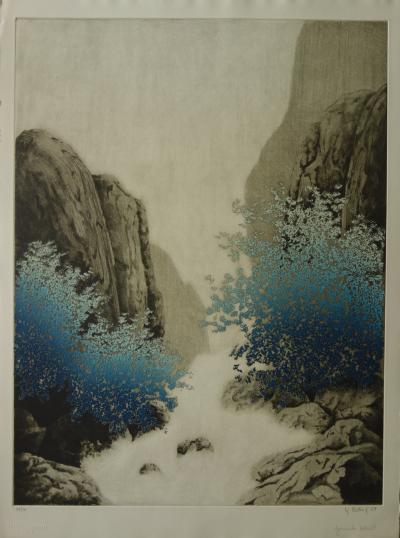 Yannick BALIF - Le ravin bleu, Gravure originale signée 2