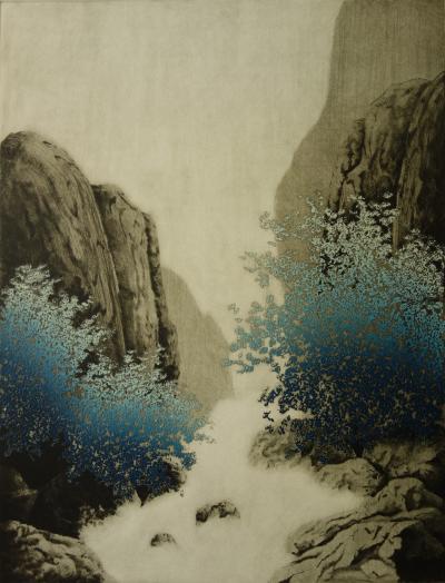 Yannick BALIF - Le ravin bleu, Gravure originale signée 2