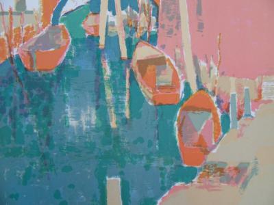 Masaaki Kuwahara: The Gondolas of Venice - Original signed lithograph 2