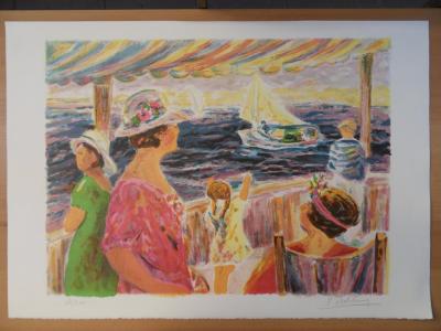 Elyane ADDARI - Dinner at the port, lithograph signed and numbered 2