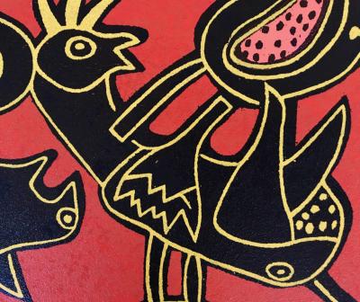 Corneille - Le chat rouge Sculpture originale signée par Corneille 2