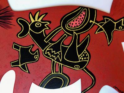 Corneille - Le chat rouge Sculpture originale signée par Corneille 2