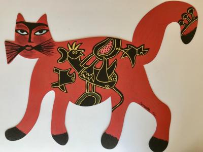 Corneille - Le chat rouge Sculpture originale signée par Corneille 2