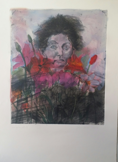 Jim Dine - ’Nancy Outside in July VI: Flowers of the Holy Land, 1979 - Gravure originale signée au crayon 2