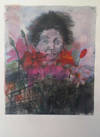 Jim Dine - ’Nancy Outside in July VI: Flowers of the Holy Land, 1979 - Gravure originale signée au crayon 2