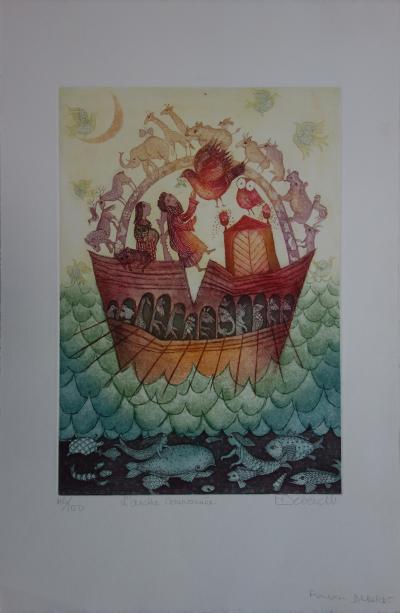 Françoise DEBERDT - L’arche couronnée, gravure originale signée 2