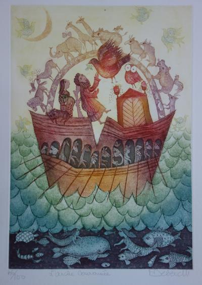 Françoise DEBERDT - L’arche couronnée, gravure originale signée 2