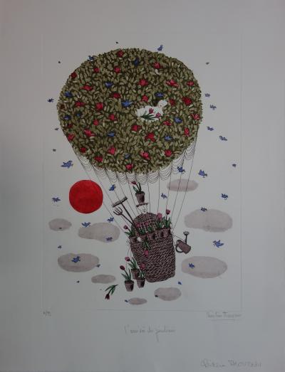 Christine THOUZEAU - L’arrivée du jardinier, gravure originale signée 2