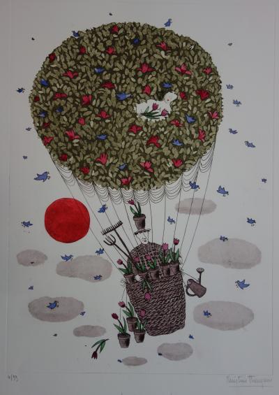 Christine THOUZEAU - L’arrivée du jardinier, gravure originale signée 2