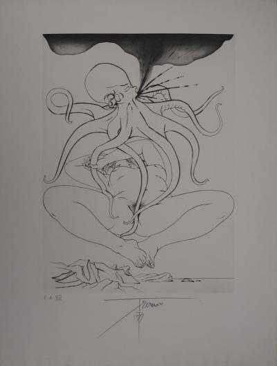 Pierre-Yves TREMOIS - Femme et poulpe, gravure originale signée 2