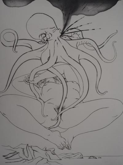 Pierre-Yves TREMOIS - Femme et poulpe, gravure originale signée 2