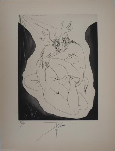 Pierre-Yves TREMOIS - Acteon faune et femme, gravure originale signée 2