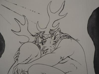 Pierre-Yves TREMOIS - Acteon faune et femme, gravure originale signée 2