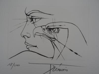 Pierre-Yves TREMOIS - Femme au regard d’Aigle, gravure originale signée 2