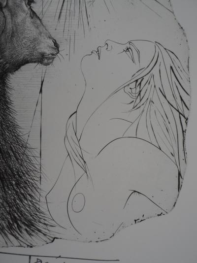 Pierre-Yves TREMOIS - Acteon, cerf et jeune femme, gravure originale signée 2