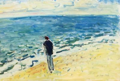 Jean-Jacques RENE: Marine, Facing the Sea - Oil on canvas Signed 2