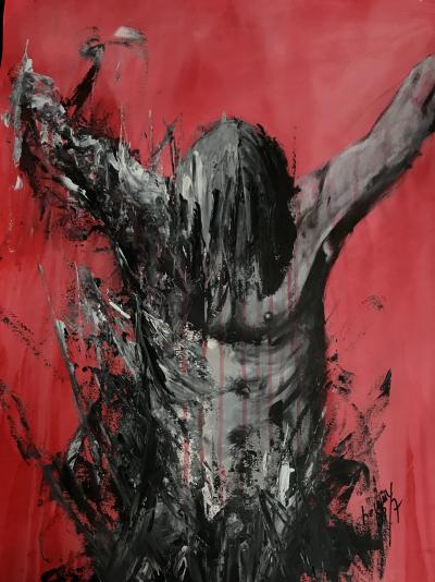 Lemmy GONTHIER - Red and Grey, 2017 - Acrylique sur papier 2