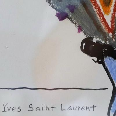 Yves Saint Laurent (1936-2008) - Dessin original signé et dédicacé 2