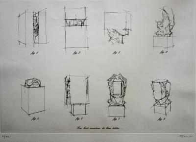 Sacha SOSNO : Huit visages pans coupés, Gravure originale signée 2