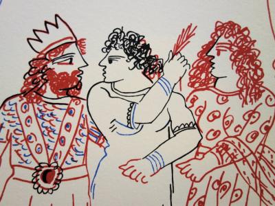 Alekos FASSIANOS : Roi et Couple Grec - Lithographie originale signée 2