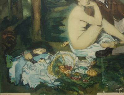 Édouard MANET (d’après) : Le Déjeuner sur l’herbe - Gravure c. 1929 2