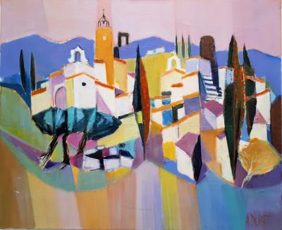 André DURET:  Luberon, Eygalieres - Huile sur toile signée 2