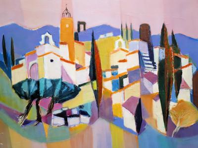 André DURET:  Luberon, Eygalieres - Huile sur toile signée 2