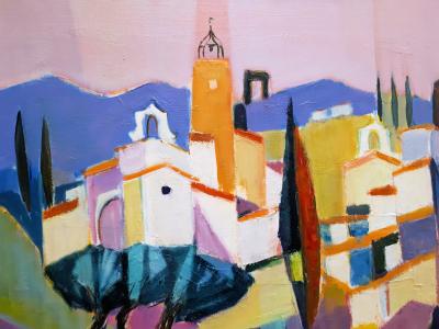 André DURET:  Luberon, Eygalieres - Huile sur toile signée 2