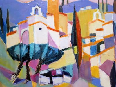 André DURET:  Luberon, Eygalieres - Huile sur toile signée 2