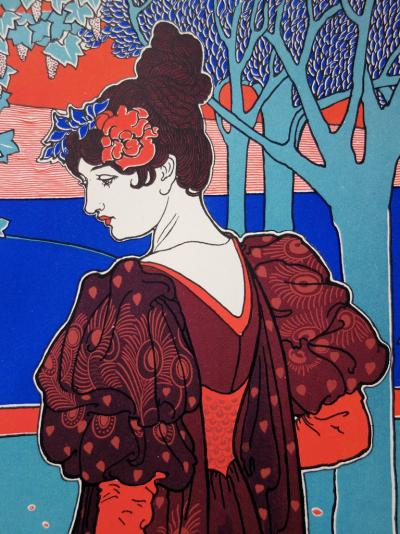 Louis RHEAD : Femme au Paon - Lithographie originale signée 2